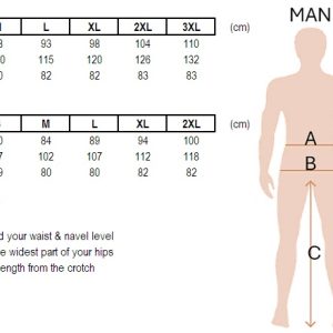 Size chart Urban Flex pants NITEforce